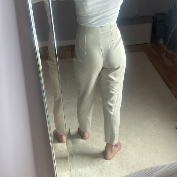 Zara: Cream Straight Leg Dress Pants - Picture 2 of 4